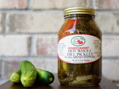 Hot Whole Dill Pickles w/jalapeno peppers-32 oz.