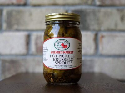 Hot Pickled Brussels Sprouts w/jalapeno peppers-16 oz.